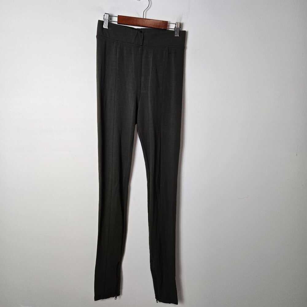 Rag & Bone Women's Size S Sunday Leggings Pants Olive Green Ankle Zip Front Seam